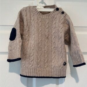 Jojo Maman Bebe 12-18 Months Camel Cableknit Lambswool Sweater Grandpacore